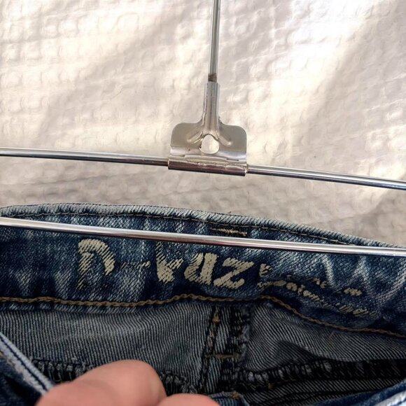 Ultra Low Rise Denim Cut Off Jean Shorts Rhinestone Crosses Women's Small - Picture 4 of 5